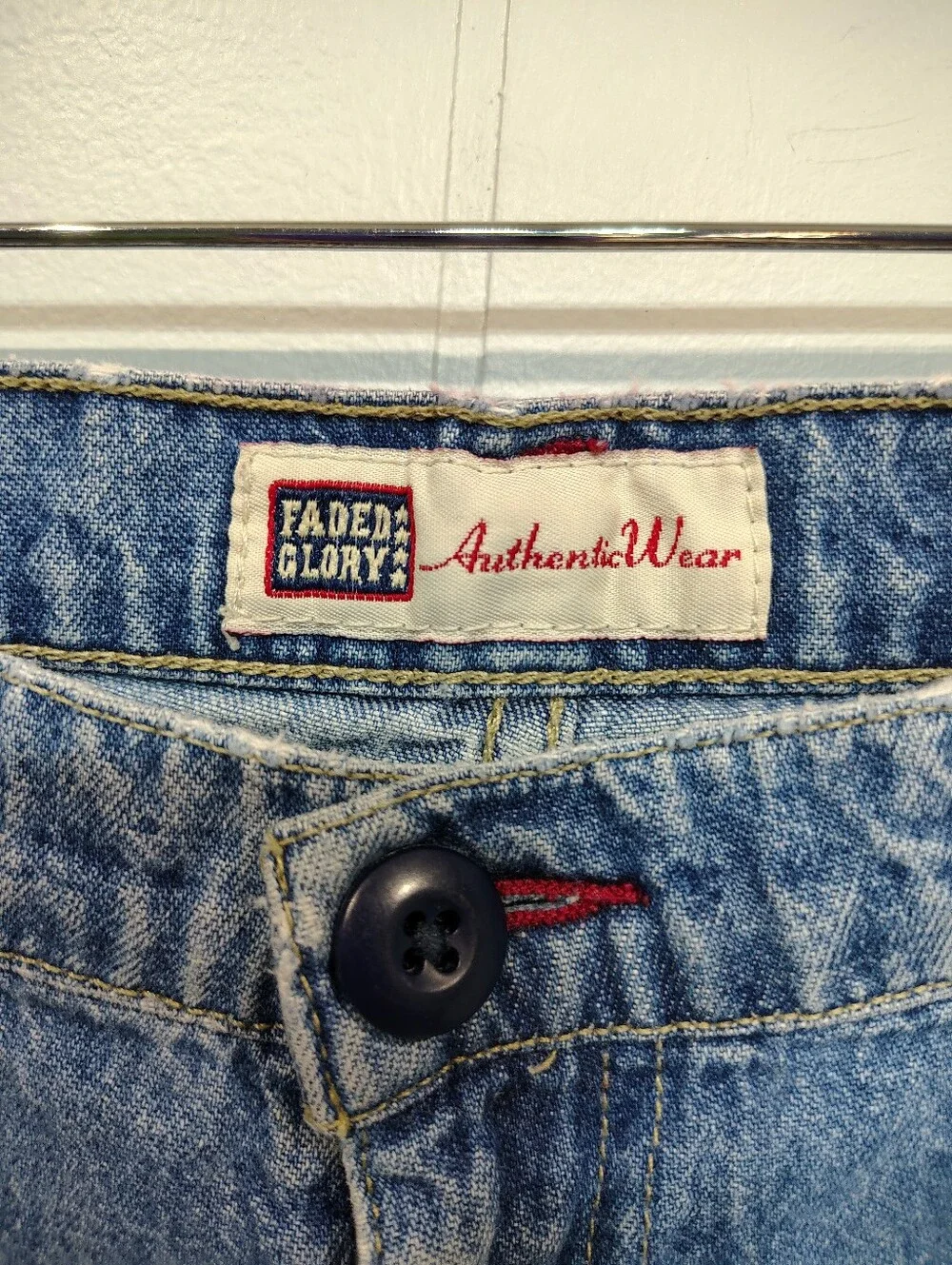 Vintage Faded Glory Denim Jorts High Waisted Cargo Carpenter Shorts Size 11/12